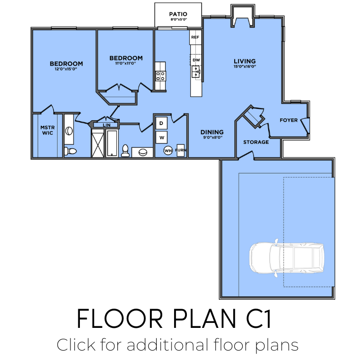 Floor plan for 2 beds, 2 baths, 1435 sqft